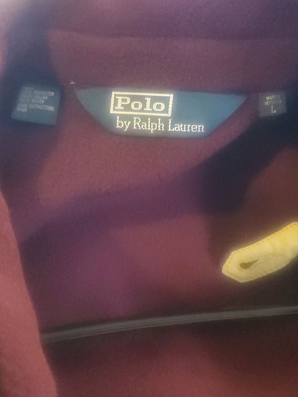 Polo by Ralph Lauren Burgundy Pea Coat with Yellow Accent